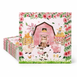 Pink Farm Lunch Napkins - 10pk