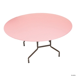 Pink Fitted Round Plastic Tablecloth