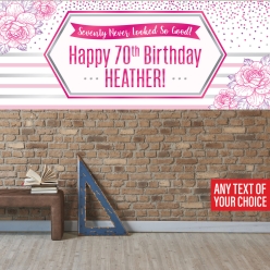 Pink Glitz 70th PERSONALIZED Giant Vinyl Keepsake Banner