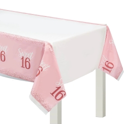 Sweet 16 Blush & Rose Gold Deluxe Table Cover