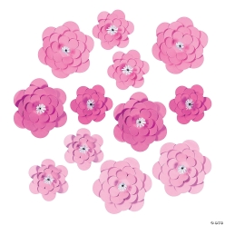 Pink Paper Flowers Party Decor-12Pk
