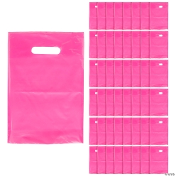 Bright Pink Plastic Goody Bags-50Pk