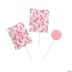 Pink Ribbon Printed Lollipops-57Pk