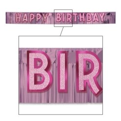 Metallic Pink Glitter Birthday Banner