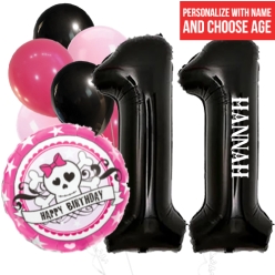 Pirate Girl PERSONALIZED Name & Double Age Balloon Bouquet