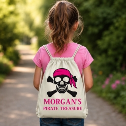 Pirate Girl Personalized Drawstring Backpack