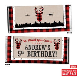 Personalized Buffalo Plaid Candy Bar Labels - 6pk