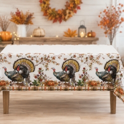 Plaid Turkey Printed Plastic Tablecover