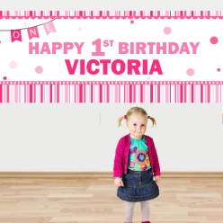 1st Birthday Girl PERSONALIZED Giant Vinyl Keepsake Banner