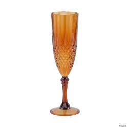 Amber Patterned Plastic Champagne Flutes-12Pk