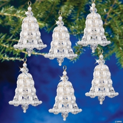Beaded Crystal & Pearl Christmas Ornament Craft Kits-6Pk