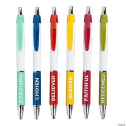 Religious Inspirational Faith Plastic Click Pens-24Pk