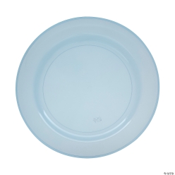 Premium Dusty Blue Plastic Dinner Plates - 25Pk
