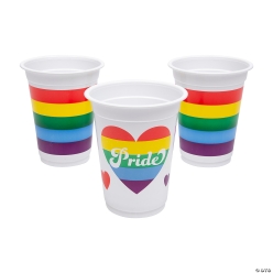 Pride Rainbow Heart Plastic Cups - 50Pk