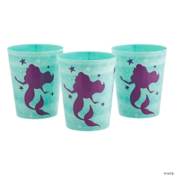 Mermaid Reusable Plastic Cups - 8Pk