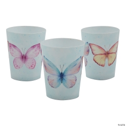 Butterfly Resusable Plastic Favour Cups - 8Pk
