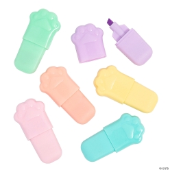 Paw Print-Shaped Plastic 6 Colour Highlighters-12Pk
