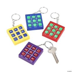 Bright Colour Tic-Tac-Toe Game Plastic Keychains-12Pk