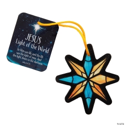 Religious Star of Bethlehem Ornaments with Card-12Pk