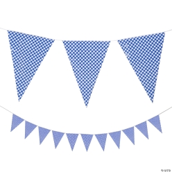 Large Blue Gingham Plastic Pennant Banner