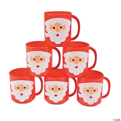 Santa Face Keepsake BPA-Free Plastic Mugs - 12PK
