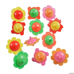Two-Tone Flower Plastic Spin Tops-72Pk