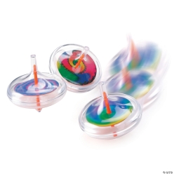 Neon Tie Dye Swirl Spin Tops - 12 PK