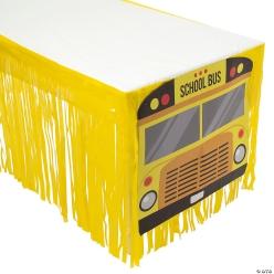 School Bus Fringe Plastic Table Skirt