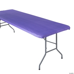Purple Fitted Rectangle 8 Ft. Fitted Plastic Tablecloth