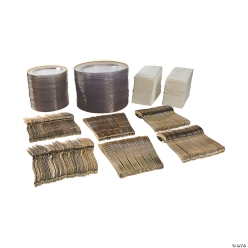 Bulk Premium Clear & Gold Plastic Tableware Kit for 96 Guest