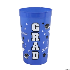 50% OFF:Big 22oz Blue Plastic Grad Tumblers-12Pk