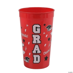 Big 22oz Red Plastic Grad Tumblers-12Pk
