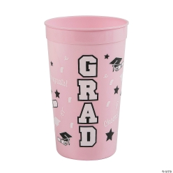 50% OFF:Big 22oz Pink Plastic Grad Tumblers-12Pk