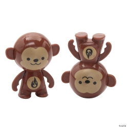 Weighted Brown Monkey Plastic Tumbling Toys-12Pk