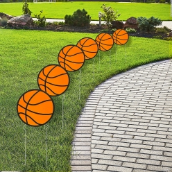 Basketball Shaped Plastic Yard Signs-6Pk