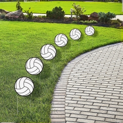 Volleyball Shaped Plastic Yard Signs - 6Pk