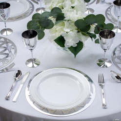 Silver Geometric Charger & Dinner Plate Kit for 24