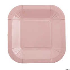 Dusty Rose Square Paper Dessert Plates-24Pk