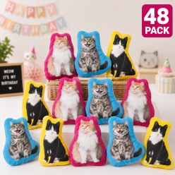Realistic Flat Plush House Cats-48Pk