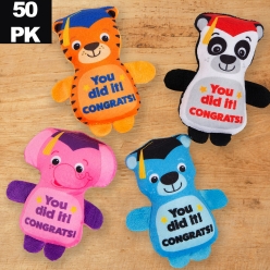 45% OFF: Plush Elementary Grad Motarboard Animals BIG 50 PK