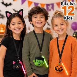 Halloween Glow Trick-or-Treat Lanyard Kit for 12
