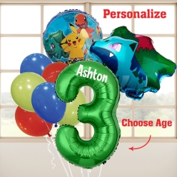 Pokemon Bulbasaur PERSONALIZED Name & Age Balloon Bouqu