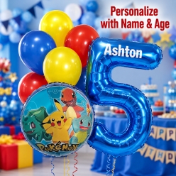 Pokemon PERSONALIZED Name & Single Digit Age Balloon Bouquet