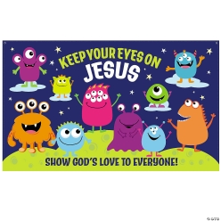 Religious Halloween Monster FABRIC Keepsake 5 ft. Backdrop