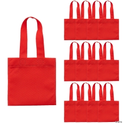 Red Nonwoven Polyester Tote Bags-12Pk