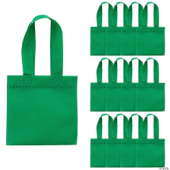 Green Nonwoven Polyester Tote Bags-12Pk