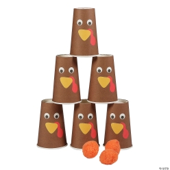 Thanksgiving Turkey Cup Stack Bowling Game