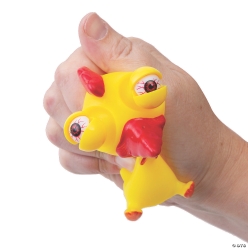 Pop-Eye Rooster Squeeze Toys - 12Pk