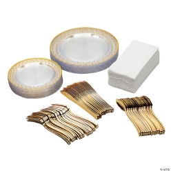 Premium Gold Dot Tableware Kit for 24