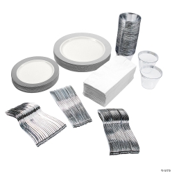 Premium Ivory Silver Tableware Kit for 24 Guests